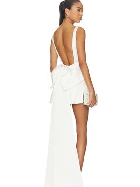 Lovers + Friends White Backless Mini Dress with Oversized Bow